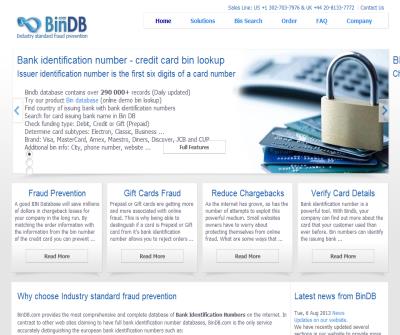 BinDB - Bank Identification Number Bin Database
