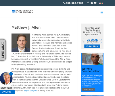 Matthew J. Allen Philadelphia,PA Worker's Compensation Social Security Disability