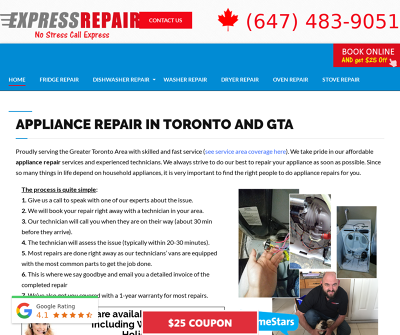 Express  Repair Ontario,Canada Fridge Repair Dishwasher Repair Washer Repair