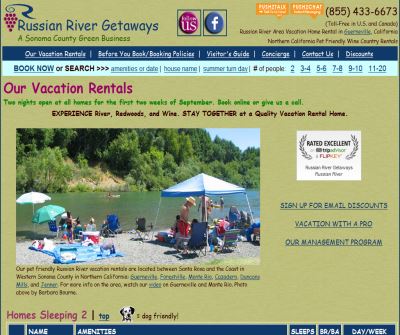 Russian River Getaways, pet friendly vacation rentals in Sonoma County California