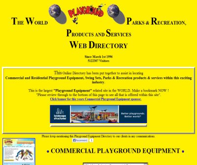 Playground equipment directory from The World Playground Directory, Park equipment and swing sets