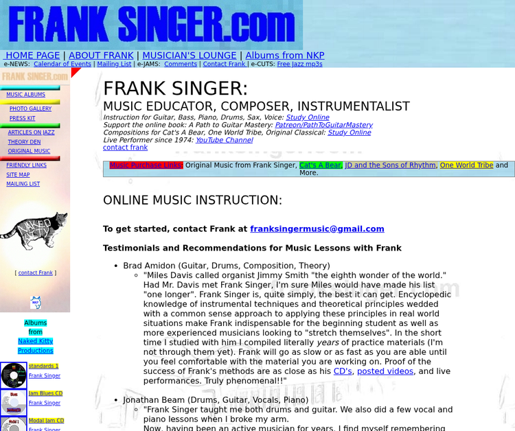 Frank Singer - Jazz Guitarist, Composer, Music Educator