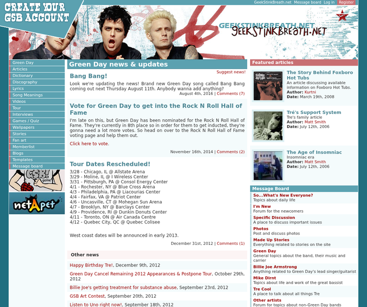 GeekStinkBreath.net - green day