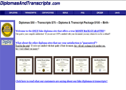 Fake Diplomas, Transcripts, and Birth Certificates.