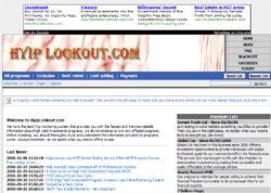 HyipLookout.com HYIP Monitor Rating Service Offers HYIP Program Owners Free Listings to List Their Legitimate HYIP Investment Program with Free Online Forums