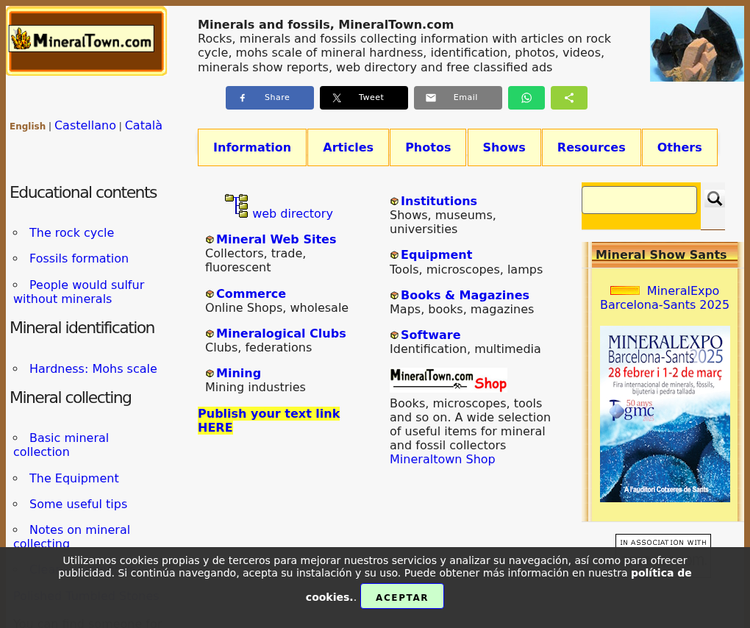 Minerals and fossils, MineralTown.com