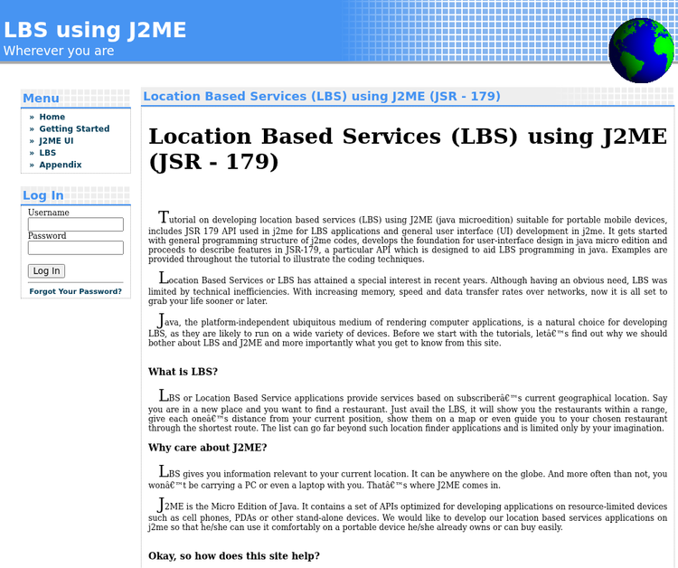 Location Based Services (LBS) using J2ME