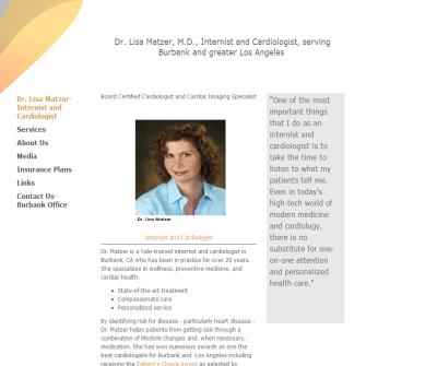 Dr. Lisa Matzer, Yale-Trained Internist and Cardiologist, in Burbank CA