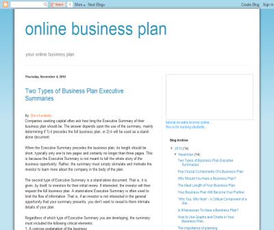 online business plan