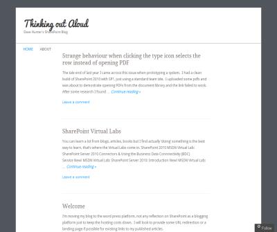 Thinking out aloud - Dave Hunter's SharePoint Blog