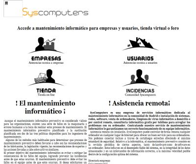 Mantenimineto informático Madrid SysComputers