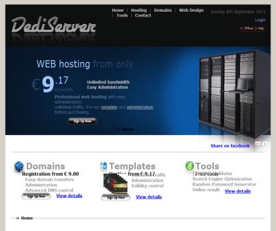 DediServer.ie - web design, cheapest domain names, cheap irish hosting