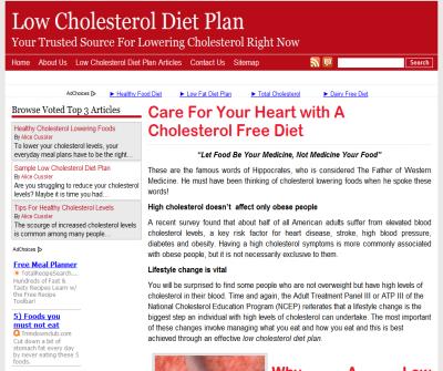 Low Cholesterol Diet Plan