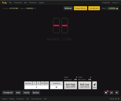 Rollin - Bitcoin dice game