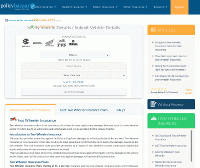 PolicyBazaar Two wheeler Insurance India