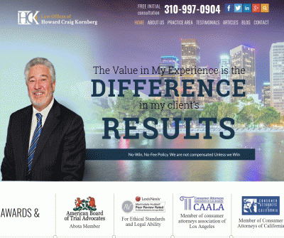 Law Offices of Howard Craig Kornberg Los Angeles,CA Premises Liability Motor Vehicle Accident