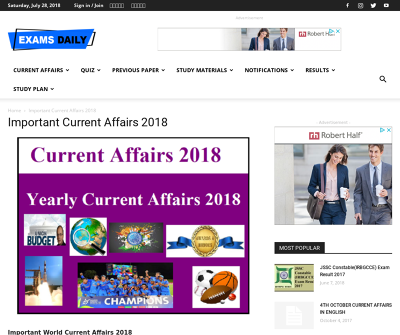 latest current affairs 2018