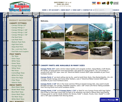 Yuma's Bargain Warehouse, Inc Yuma,AZ  Canopy Fittings Poly Tarps Mesh Tarps