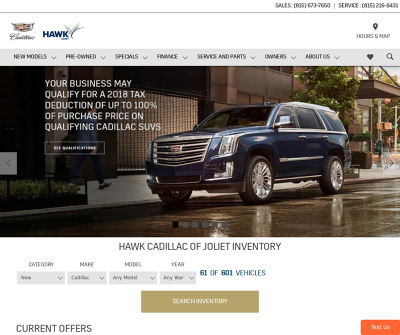 Hawk Cadillac of Joliet,IL Certified Service Scheduled Service Order Parts Service Specials