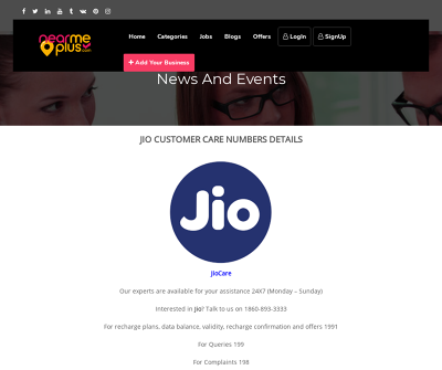 Jio Customer Care Number