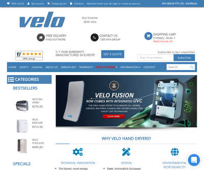Hand Dryer | Velo Commercial Electric Hand Dryers Australia