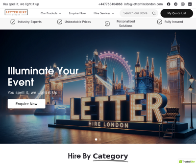 Light Up Letter Hire London 