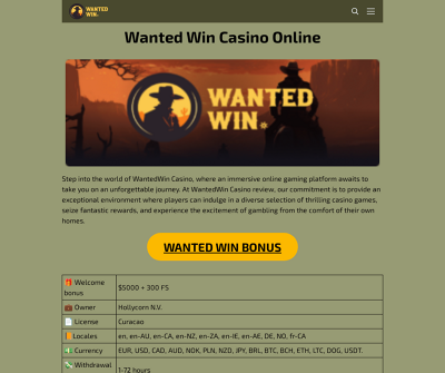Wanted Win Casino Online