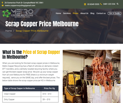 Scrap Copper Price Melbourne