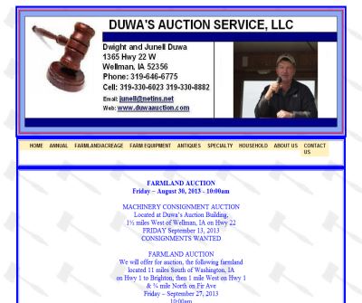 Iowa auctions by DUWA'S AUCTION SERVICE,LLC 319-646-6775 located at  1365 HWY 22 West Wellman Iowa 52356