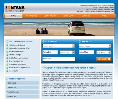 Fontana car hire in Cyprus