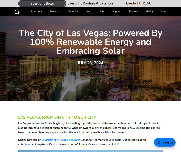 The City of Las Vegas: Powered by 100% Renewable Energy and Embracing Solar