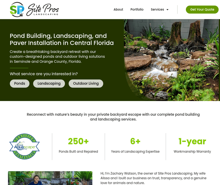 Custom Pond Building and Landscape Design in Central Florida
