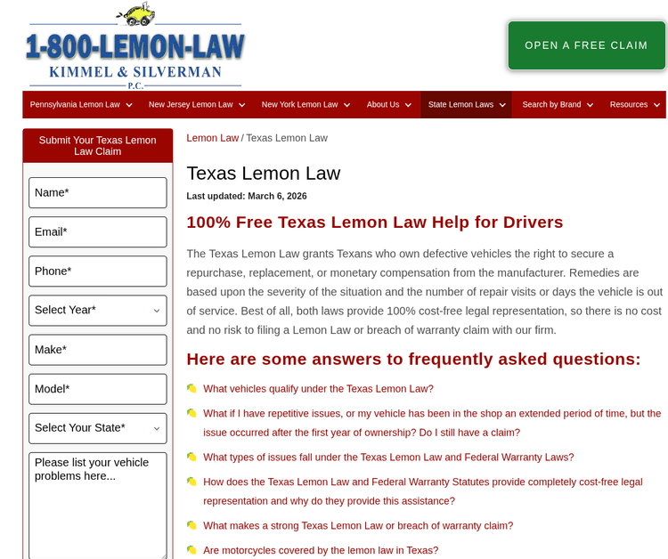 Kimmel & Silverman, Texas Lemon Law Attorneys