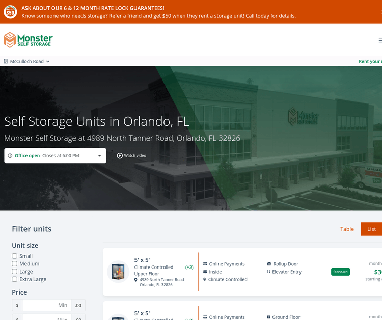 Monster Self Storage McCulloch Rd
