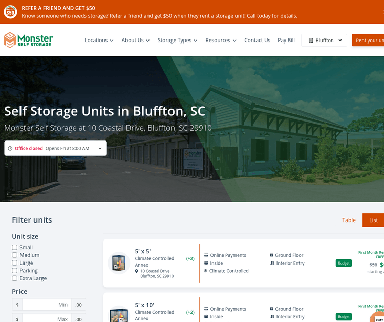 Monster Self Storage Bluffton