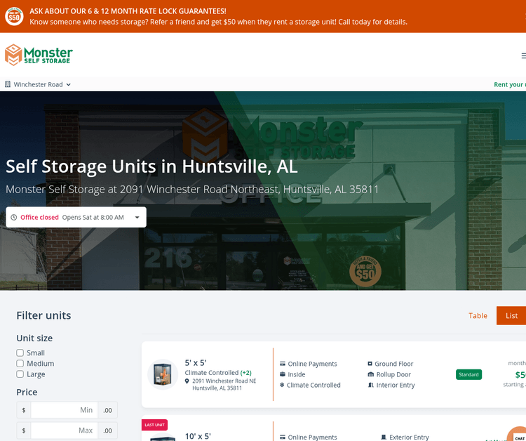 Monster Self Storage Winchester Rd
