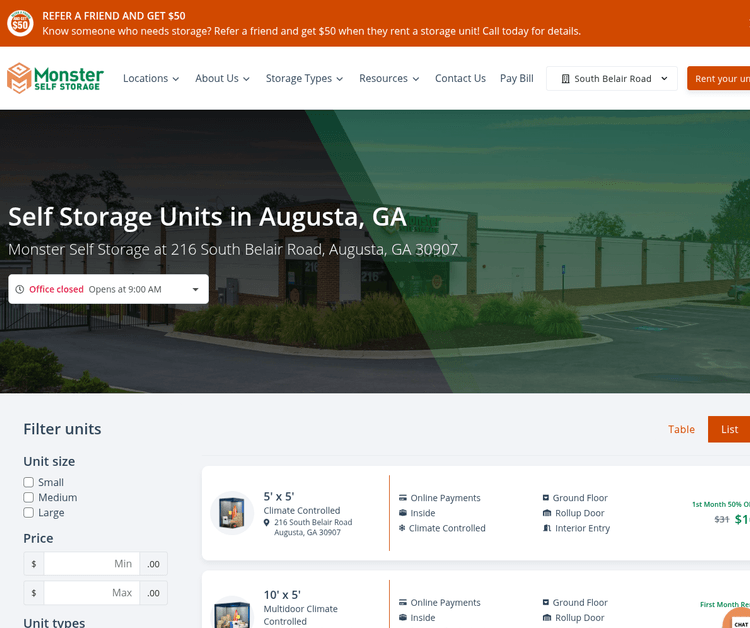 Monster Self Storage South Belair Rd