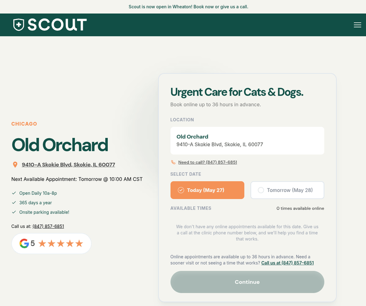 Scout Veterinary Urgent Care - Old Orchard