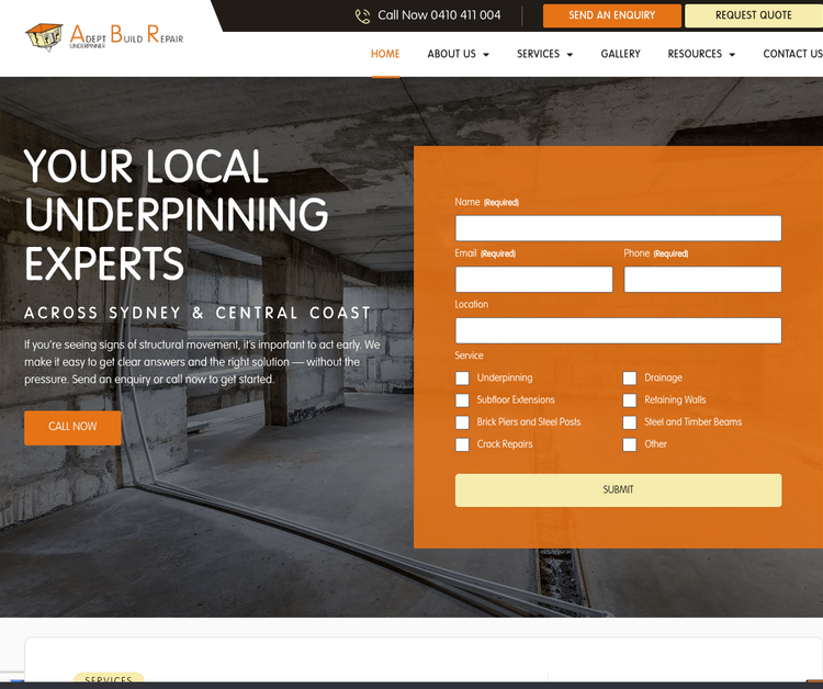 Adept Build Repair Underpinner