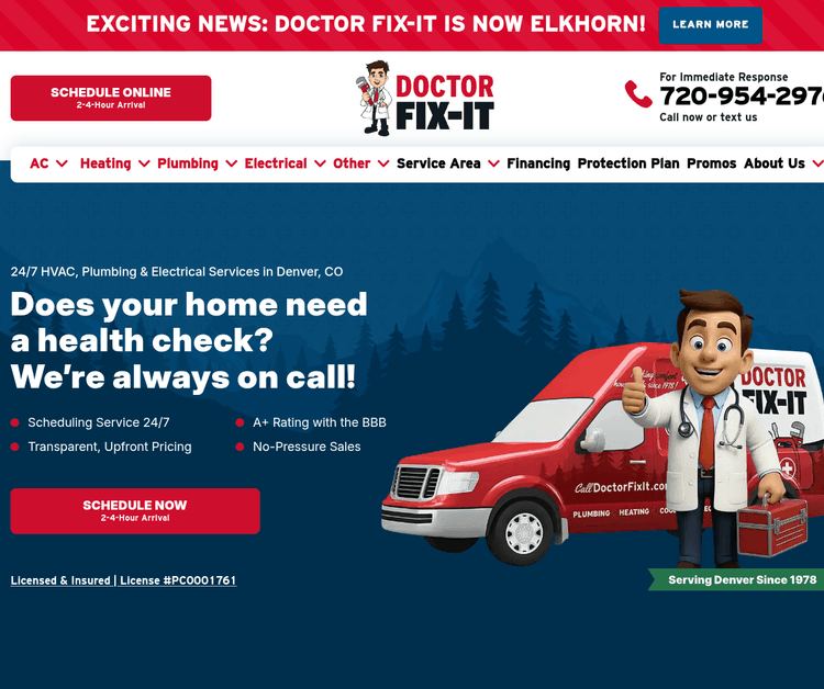 Doctor Fix-It Plumbing, Heating, Cooling & Electric