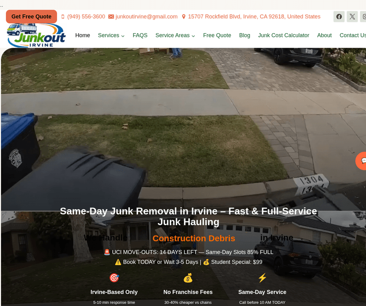 Same-Day Junk Removal in Irvine – Fast & Full-Service Junk Hauling