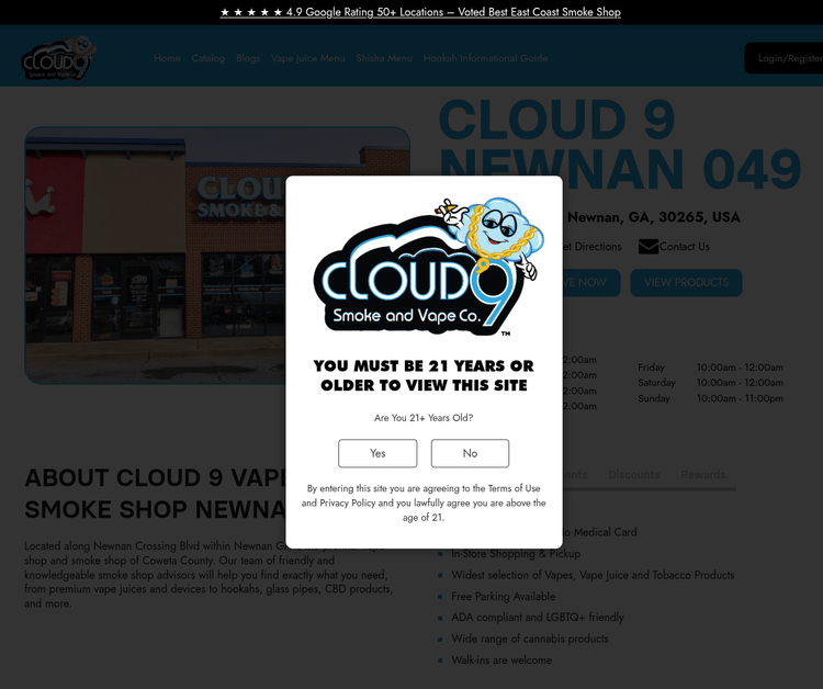 Cloud 9 Smoke Shop, Vape, & Hookah Co. Newnan