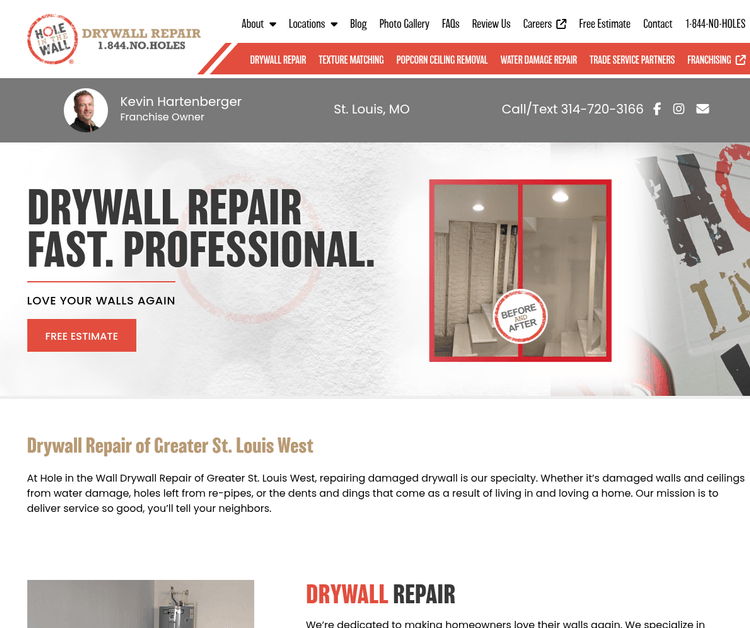 Hole in the Wall Drywall Repair - Greater St. Louis West