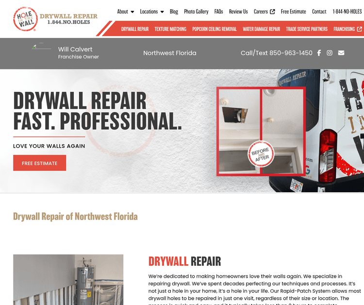 Hole in the Wall Drywall Repair of Northwest Florida