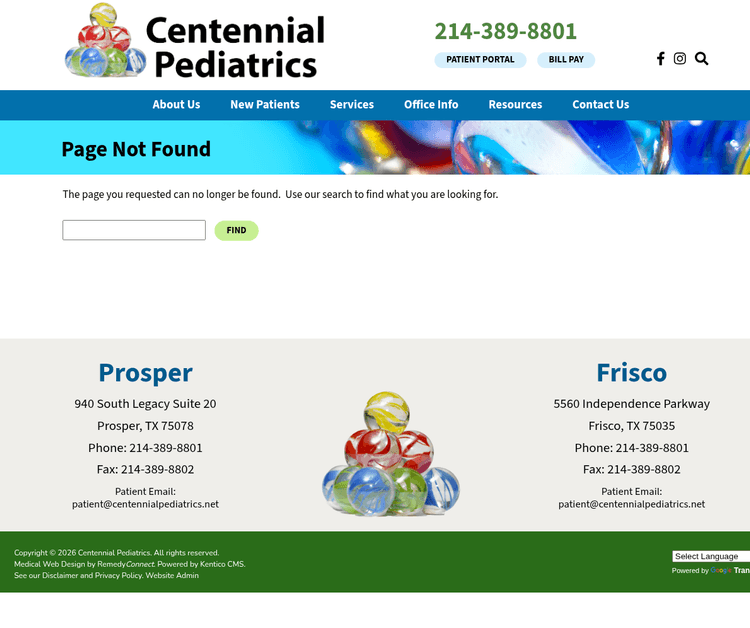 Children’s Health Primary Care Centennial Pediatrics Prosper