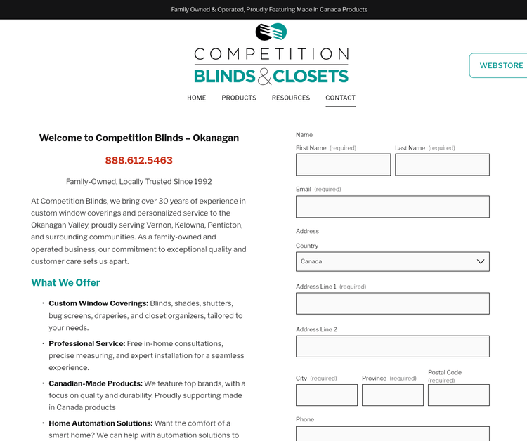Competition Blinds – Okanagan