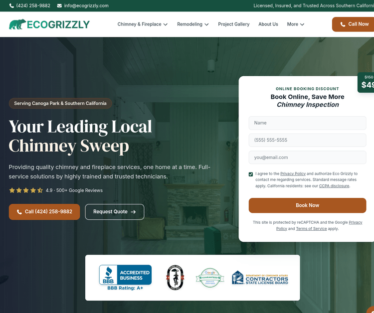 Eco Grizzly Chimney Sweep, Inspection and Repair
