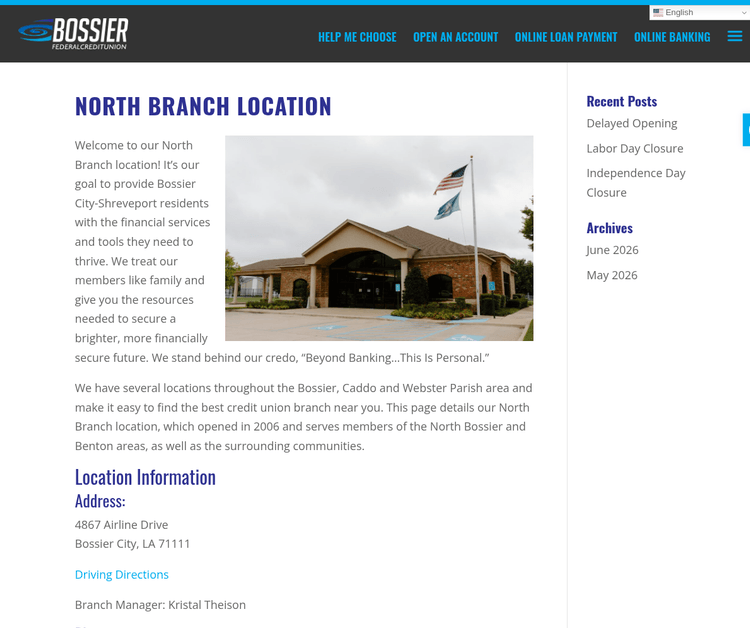 Bossier Federal Credit Union - North Branch