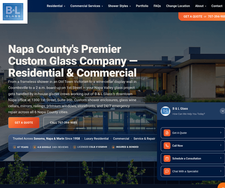 B & L Glass Napa