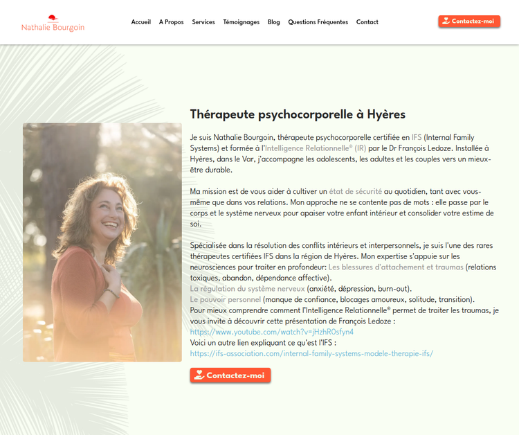 Nathalie Bourgoin - Thérapeute psychocorporelle IFS & Équithérapie - Hyères